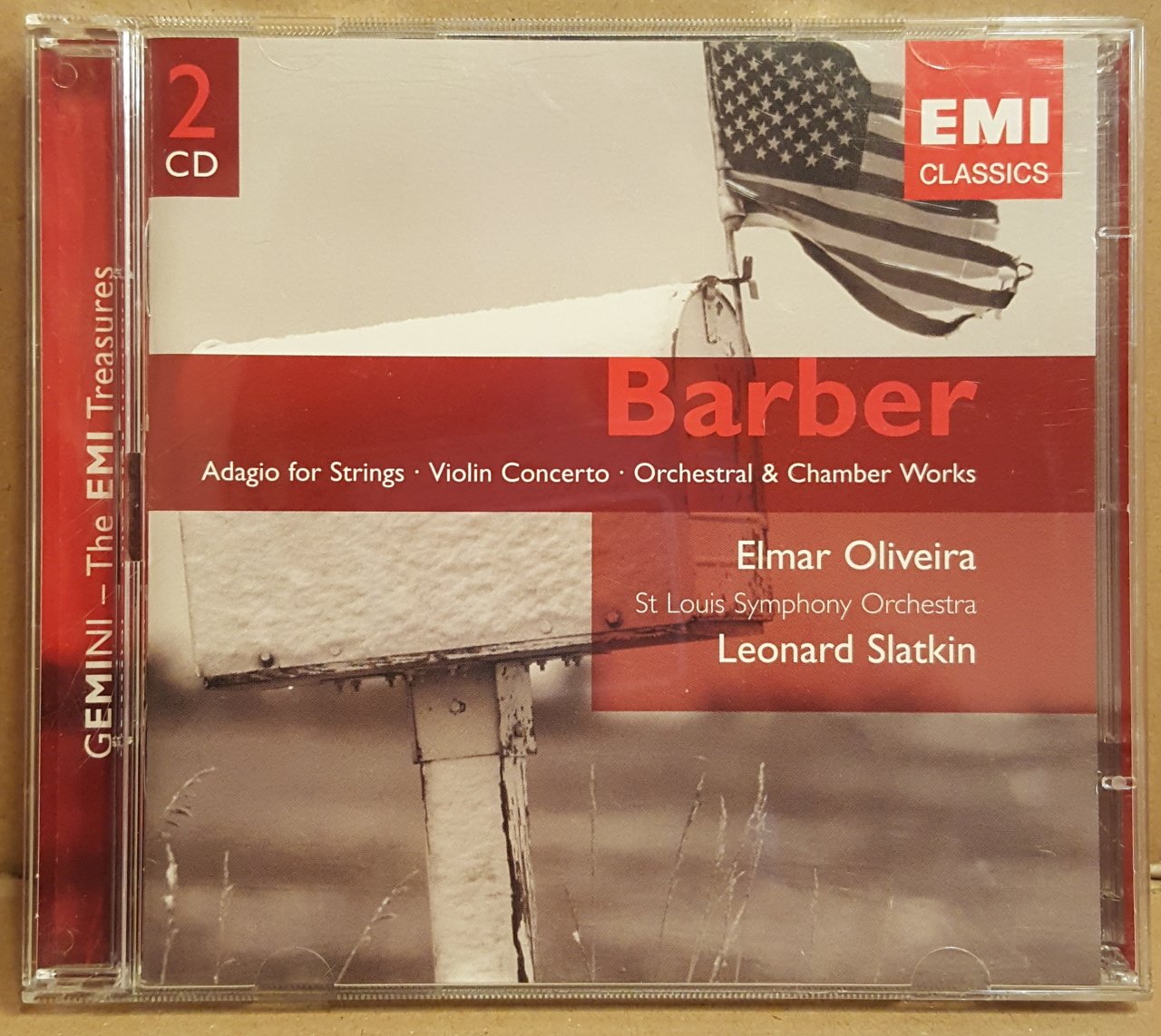 SAMUEL BARBER - ADAGIO FOR STRING/VIOLIN CONCERTO/ORCHESTRAL & CHAMBER WORKS (1995) - 2CD ELMAR OLIVEIRA (VIOLIN) / LEONARD SLATKIN 2.EL