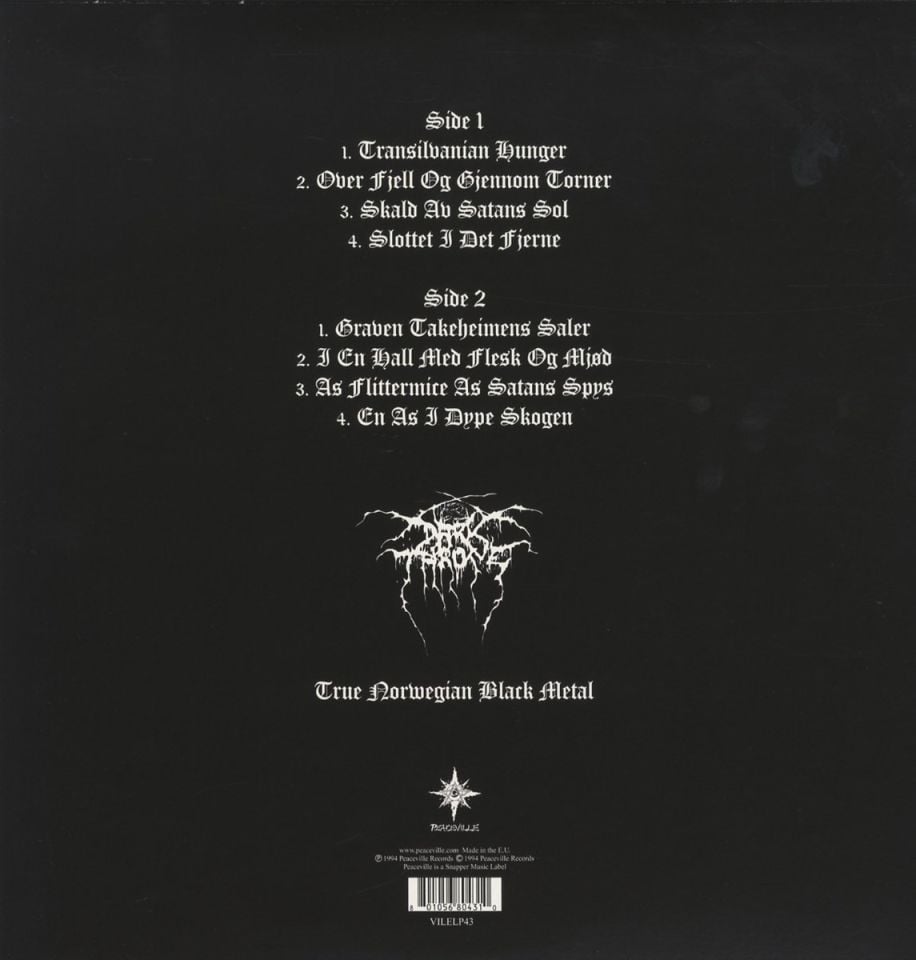 DARKTHRONE - TRANSILVANIAN HUNGER (1994) - LP 2013 EDITION BLACK METAL SIFIR PLAK