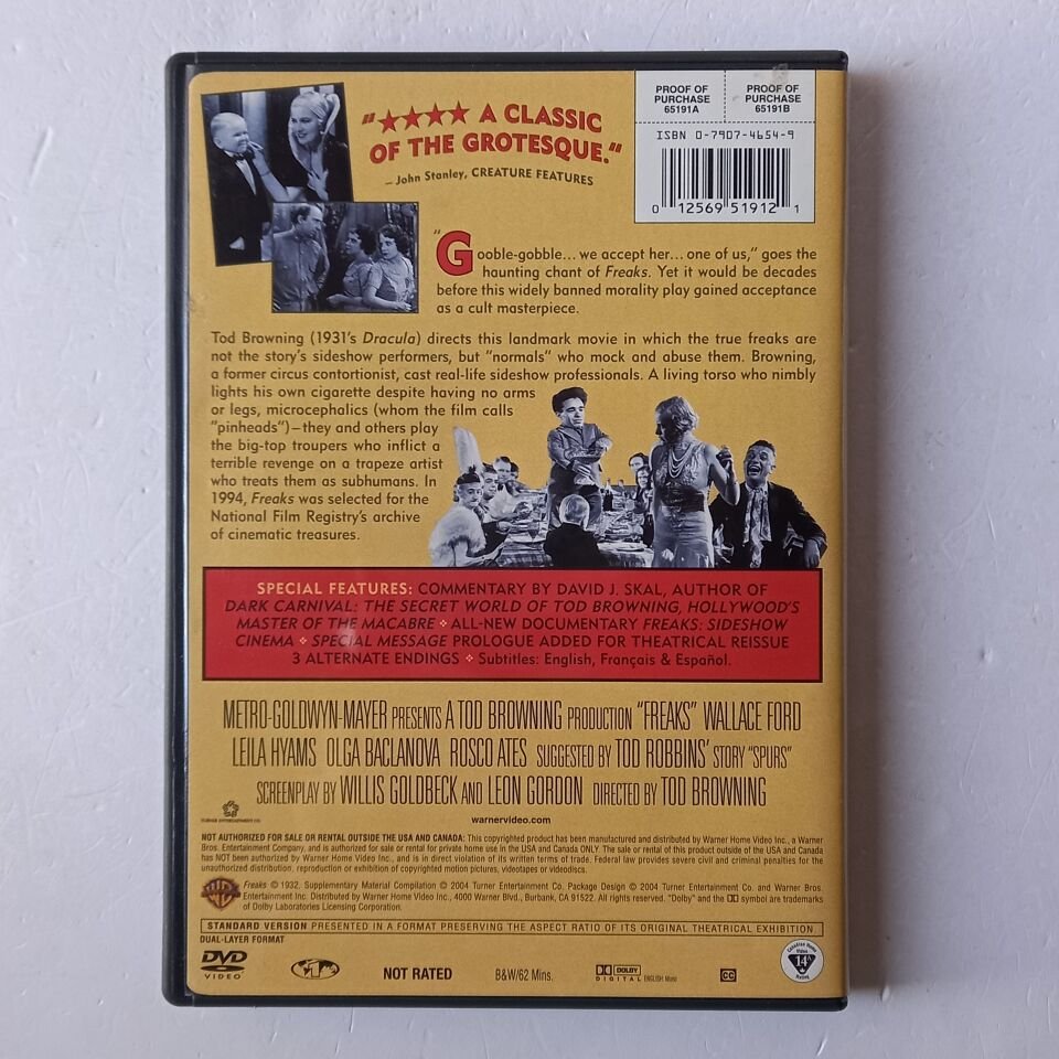 FREAKS - WALLACE FORD, LEILA HYAMS, OLGA BACLANOVA, ROSCOE ATES - DVD 1.BÖLGE 2.EL