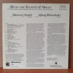 MUSIC FOR TRUMPET & ORGAN / WORKS BY BACH, LOEILLET, ALBINONI, BIBER, GERVAISE, PURCELL, DOMENICO GABRIELI / MAURICE ANDRE, ALFRED MITTERHOFER (1977) - LP 2.EL PLAK