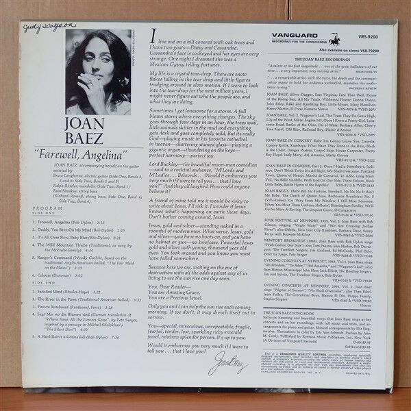 JOAN BAEZ – FAREWELL, ANGELINA (1965) - LP 2. EL PLAK