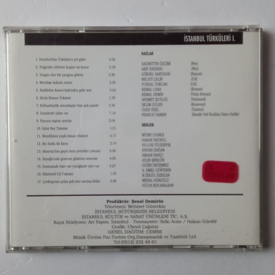 İSTANBUL TÜRKÜLERİ I - İSTANBUL FOLK SONGS I (1996) - CD 2.EL