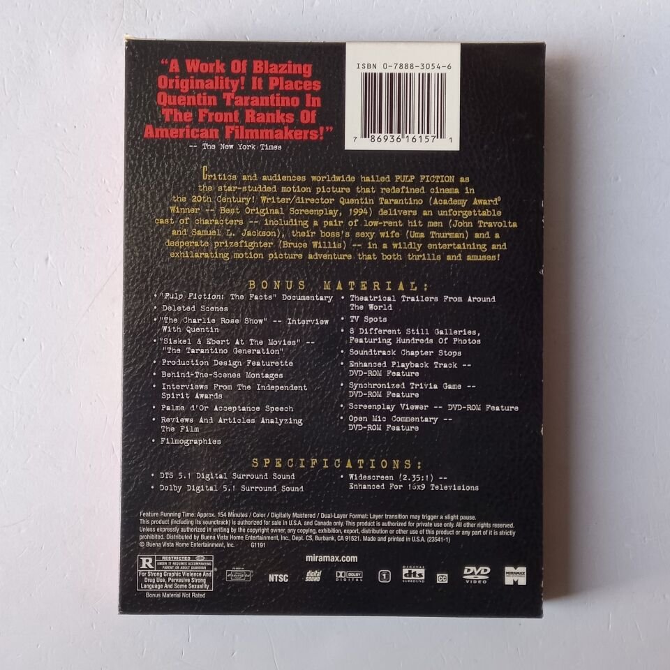 PULP FICTION - QUENTIN TARANTINO, JOHN TRAVOLTA, SAMUEL L. JACKSON, UMA THURMAN - 2 DİSK DIGIPACK DVD 1.BÖLGE 2.EL