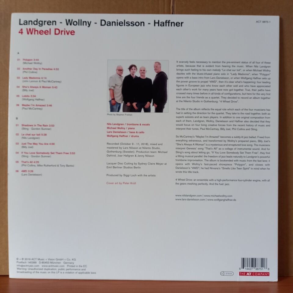 NILS LANDGREN, MICHAEL WOLLNY, LARS DANIELSSON, WOLFGANG HAFFNER – 4 WHEEL DRIVE (2019) - LP 2.EL PLAK