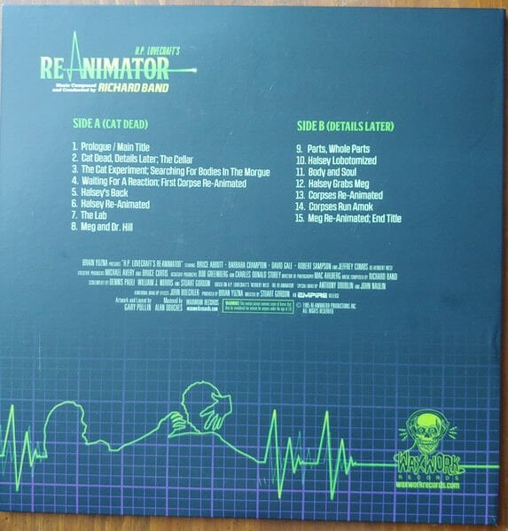 RE-ANIMATOR SOUNDTRACK - RICHARD BAND - 2025 LP NEON GREEN & BLACK SWIRL COLOURED SIFIR PLAK