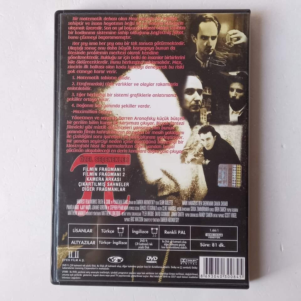 Pİ / π - DARREN ARONOFSKY, SEAN GULLETTE, PAMELA HART - DVD 2.EL