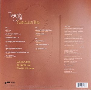 GERI ALLEN TRIO WITH RON CARTER, TONY WILLIAMS – TWENTY ONE (1994) - LP BLUE NOTE CLASSIC VINYL SERIES 180GR 2022 EDITION SIFIR PLAK