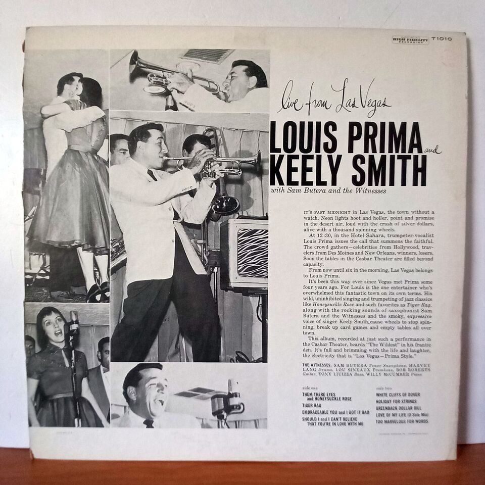 LOUIS PRIMA AND KEELY SMITH WITH SAM BUTERA AND THE WITNESSES – LAS VEGAS PRIMA STYLE (1958) - LP 2.EL PLAK