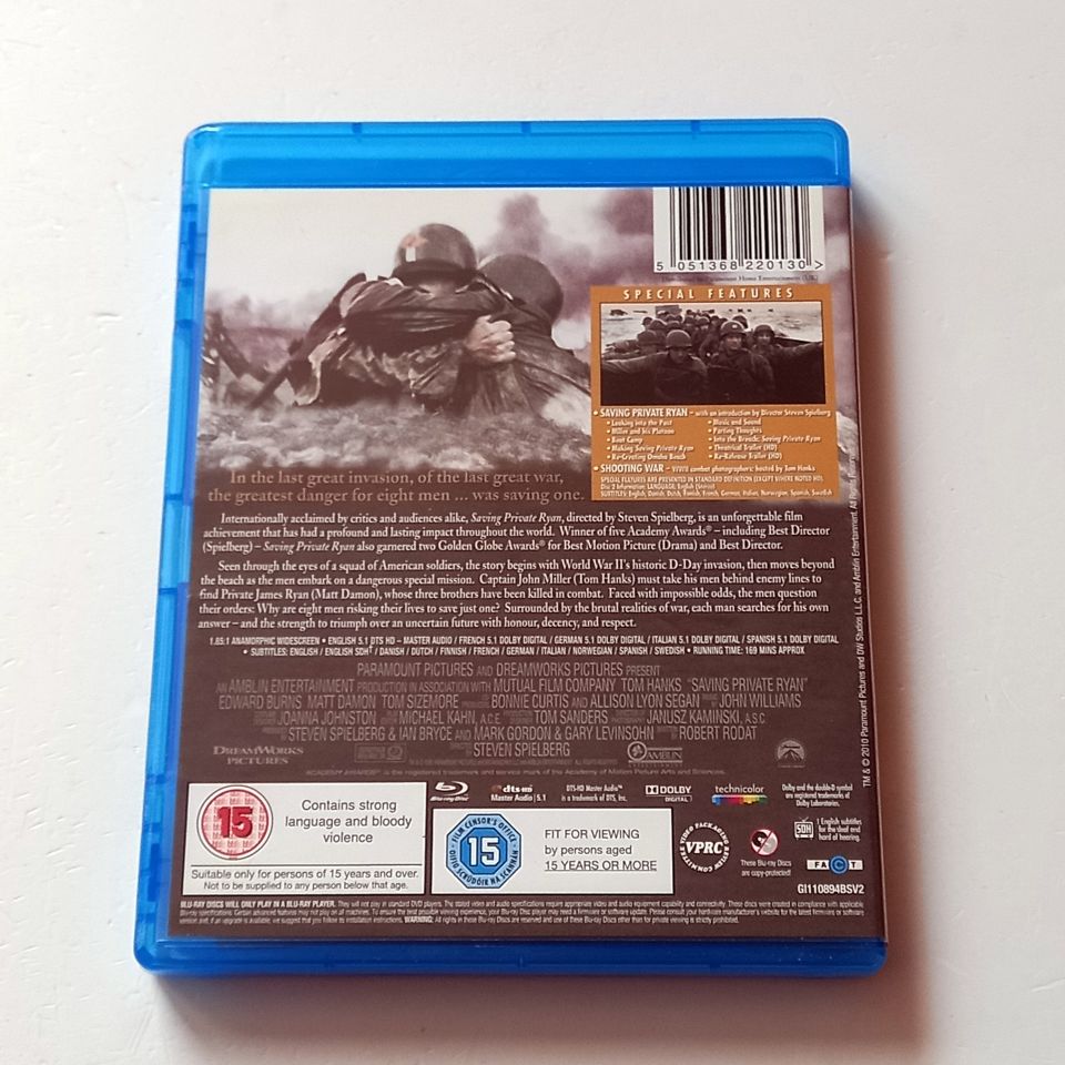 SAVING PRIVATE RYAN - TOM HANKS, MATT DAMON - YÖN.: STEVEN SPIELBERG -  2 X BLU-RAY 2-DISC SET REGION FREE TR ALTYAZI YOKTUR 2.EL