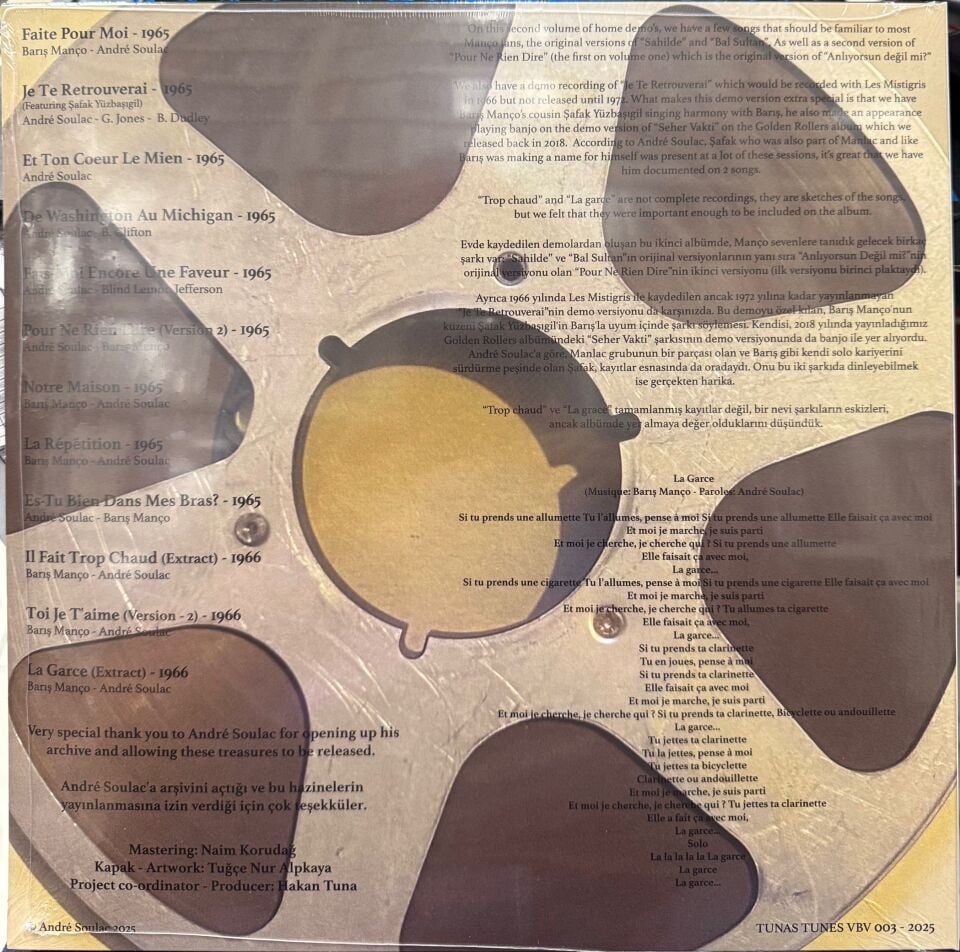 BARIŞ MANÇO - LE REPETITION, DEMO 1965-1966 VOLUME 2 - LP SIFIR PLAK