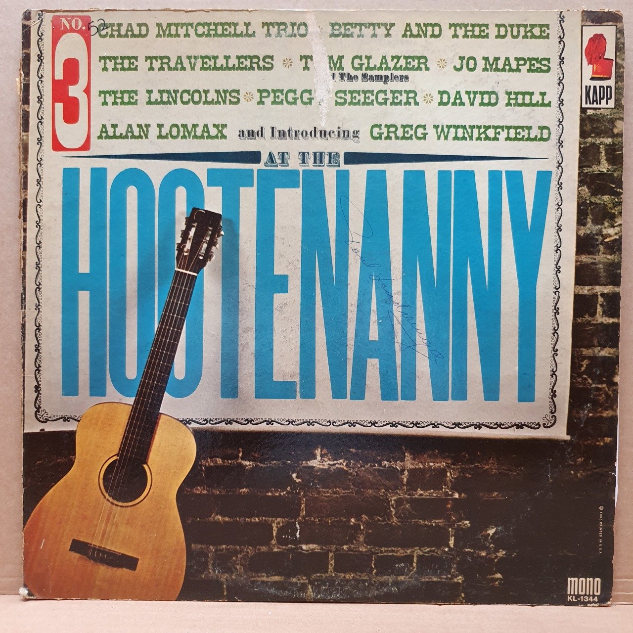 HOOTENANNY NO.3 / THE TRAVELLERS, THE LINCOLNS, TOM GLAZER, DAVID HILL, ALAN LOMAX (1963) - LP 2.EL PLAK