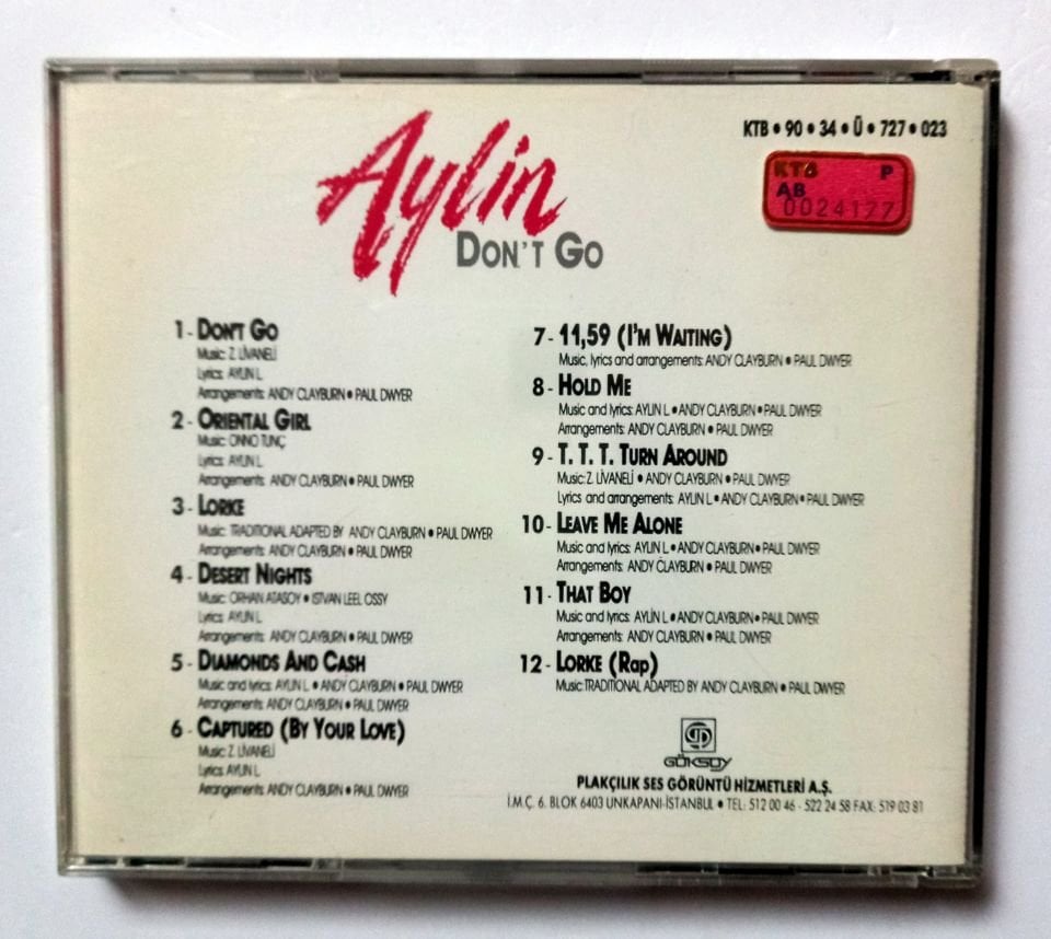 AYLİN - DON\'T GO (1990) - CD 2.EL