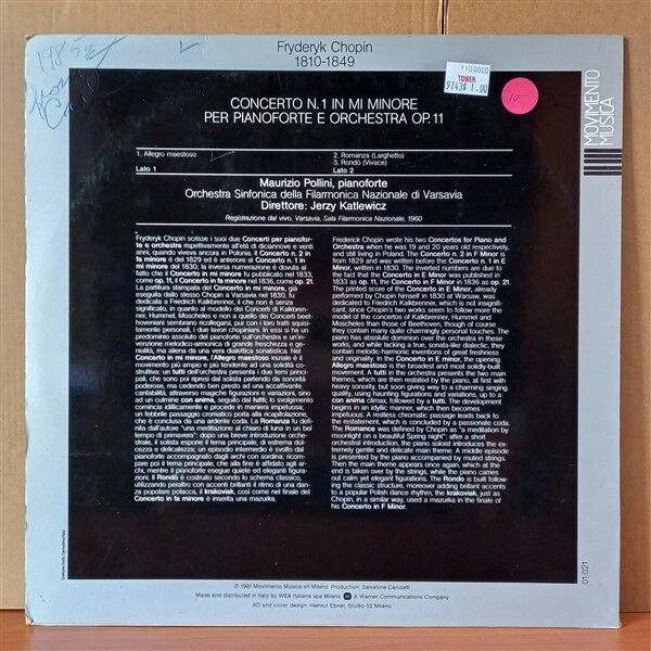 CHOPIN: PIANOCONCERTO N.1 / MAURIZIO POLLINI (1981) - LP 2.EL PLAK