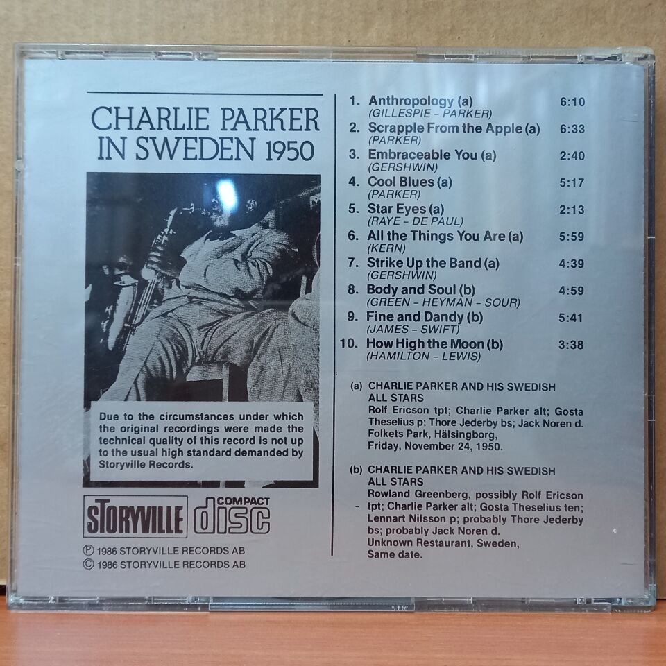 CHARLIE PARKER – CHARLIE PARKER IN SWEDEN 1950 (1986) - CD 2.EL