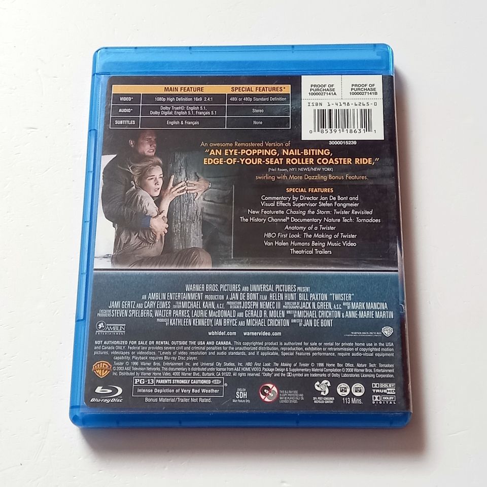 TWISTER - HELEN HUNT, BILL PAXTON - YÖN.: JAN DE BONT - BLU-RAY REGION FREE TR ALTYAZI YOKTUR 2.EL