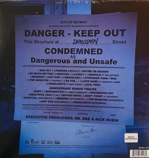 EMINEM - THE MARSHALL MATHERS LP 2 (2013) - 4LP 2024 10TH ANNIVERSARY EDITION SIFIR PLAK