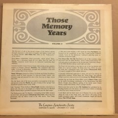 THOSE MEMORY YEARS VOLUME 2, JIMMY DURANTE, NAT KING COLE, INK SPOTS.. 2.EL PLAK
