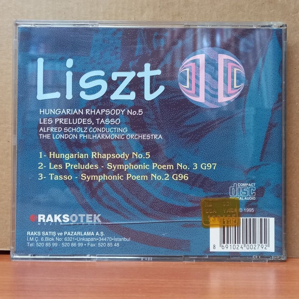 LISZT - HUNGARIAN RHAPSODY NO: 5 / LES PRELUDES, TASSO / ALFRED SCHOLZ CONDUCTING THE LONDON PHILHARMONIC ORCHESTRA (1995) - CD 2.EL