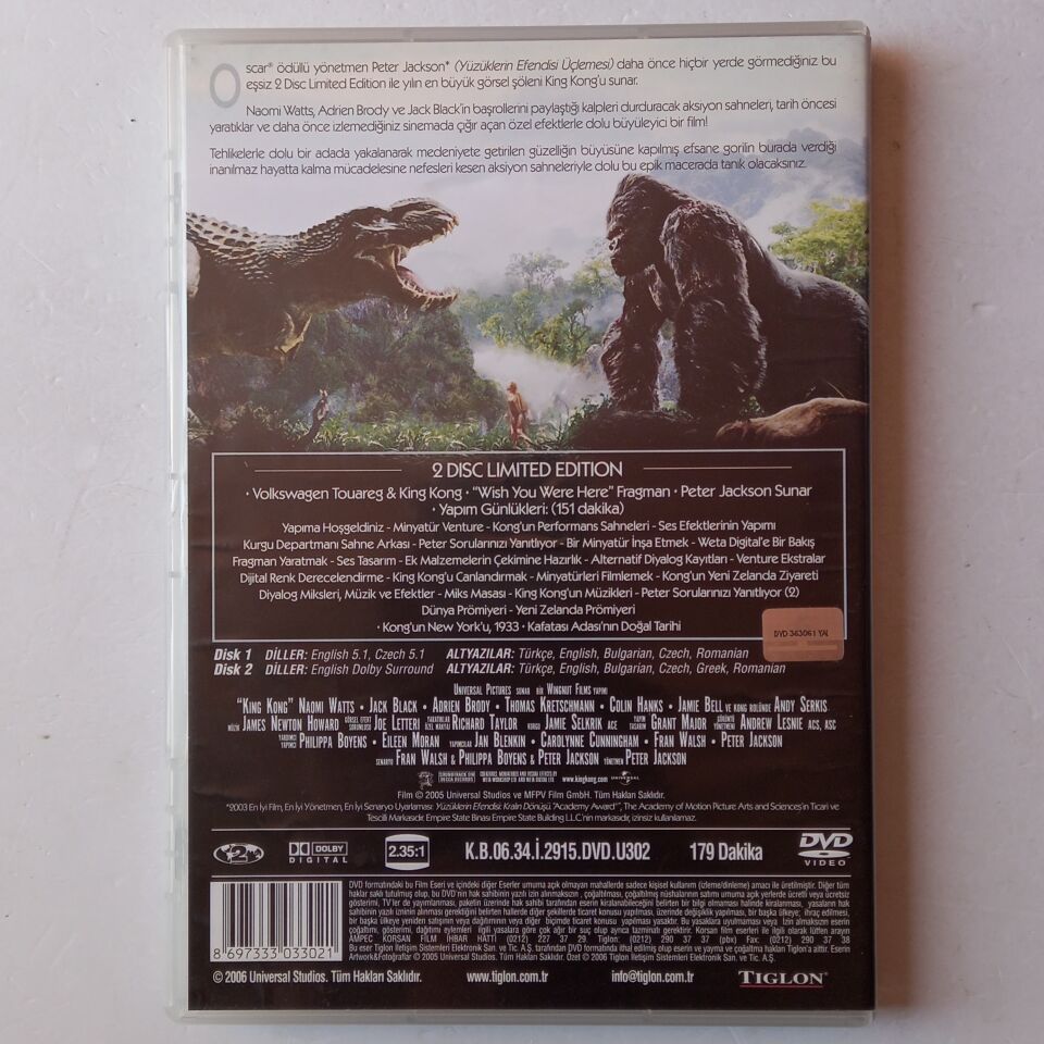 KING KONG / LIMITED EDITION - NAOMI WATTS, JACK BLACK, ADRIEN BRODY - 2DVD 2.EL