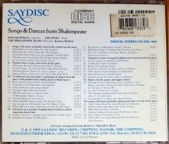 THE BROADSIDE BAND - SONGS & DANCES FROM SHAKESPEARE / JEREMY BARLOW, DEBORAH ROBERTS, JOHN POTTER (1995) SAYDISC CD 2.EL