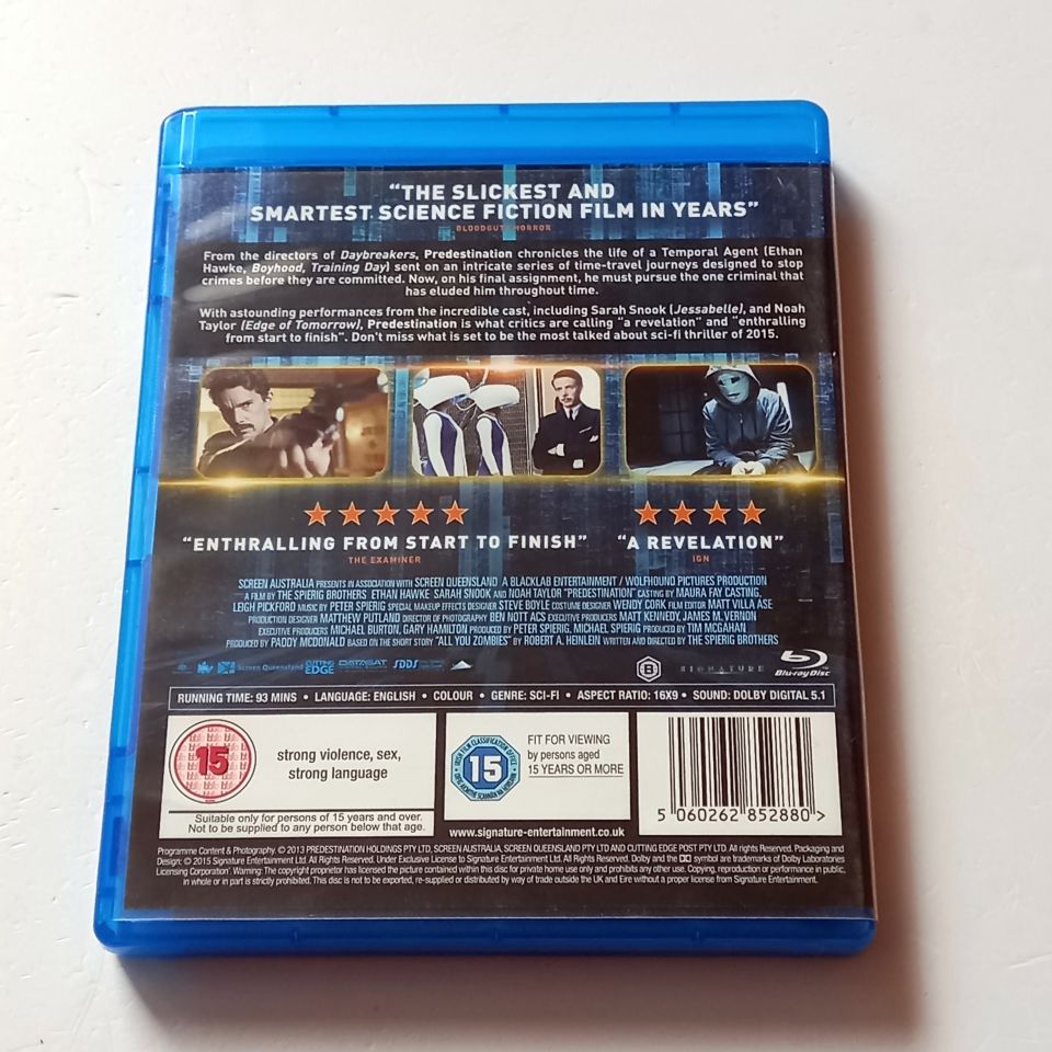 PREDESTINATION - ETHAN HAWKE, SARAH SNOOK, NOAH TAYLOR - YÖN.: THE SPIERIG BROTHERS  - BLU-RAY REGION B TR ALTYAZI YOKTUR 2.EL