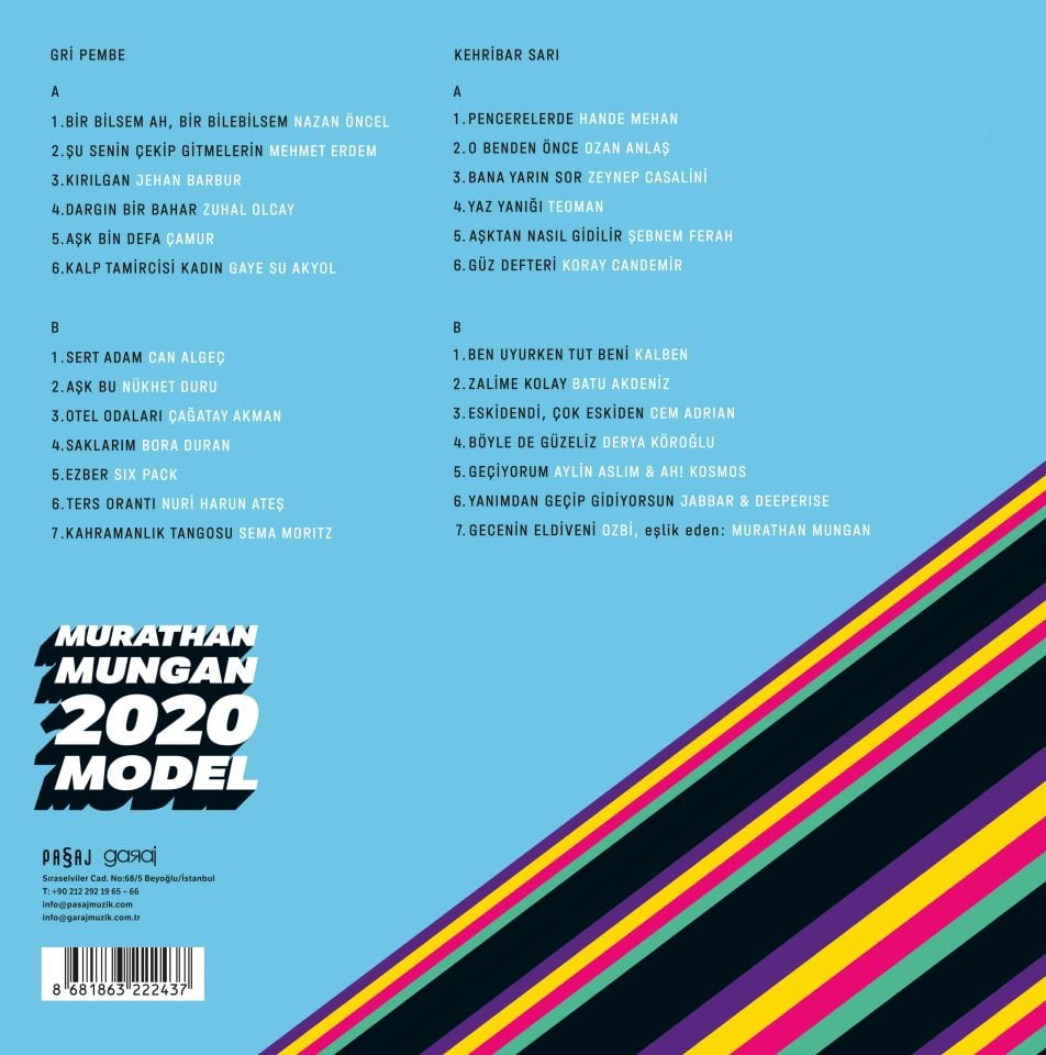 MURATHAN MUNGAN 2020 MODEL - CEM ADRIAN, GAYE SU AKYOL, ŞEBNEM FERAH, TEOMAN, KALBEN, NÜKHET DURU, SEMA MORITZ, NAZAN ÖNCEL, ZUHAL OLCAY,.. (2020) - 2xLP 2023 SIFIR PLAK
