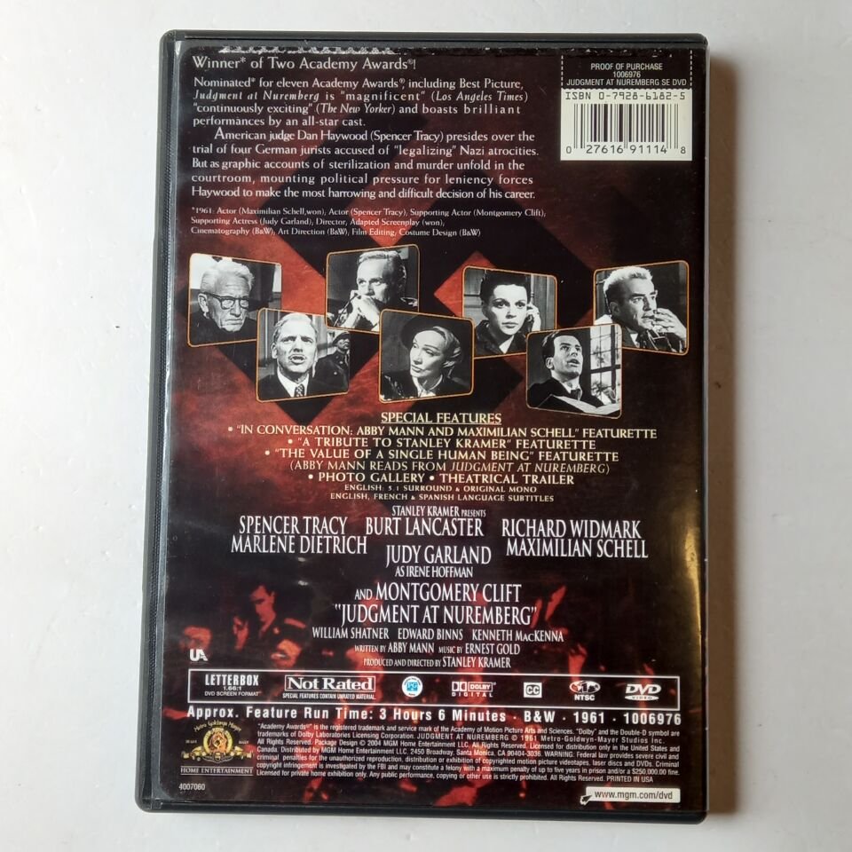 JUDGMENT AT NUREMBERG - STANLEY KRAMER, SPENCER TRACY, BURT LANCASTER - DVD 1.BÖLGE 2.EL