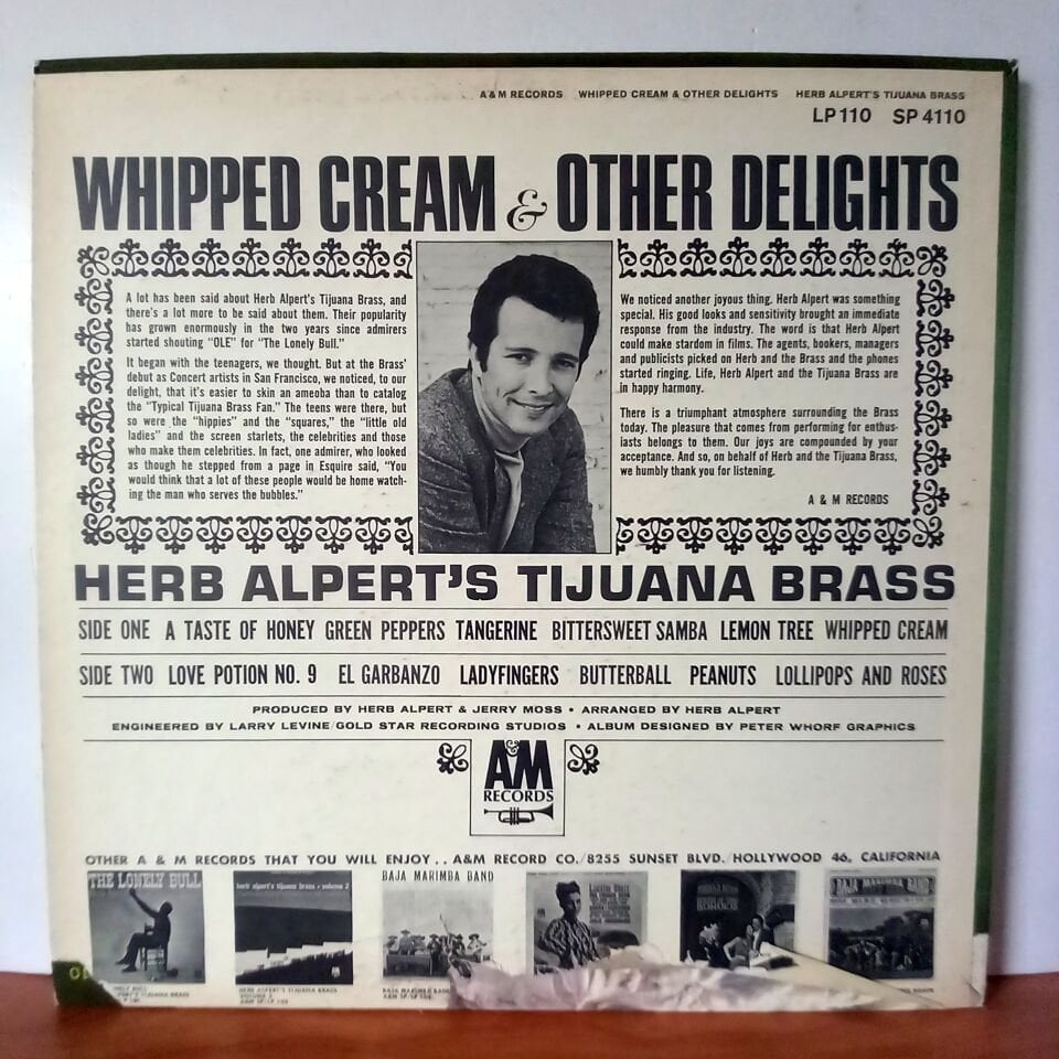 HERB ALPERT\'S TIJUANA BRASS – WHIPPED CREAM & OTHER DELIGHTS (1965) - LP 2.EL PLAK