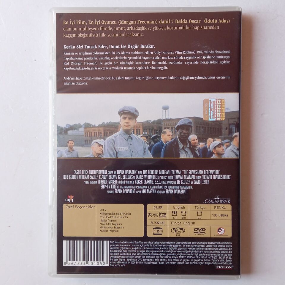 THE SHAWSHANK REDEMPTION / ESARETİN BEDELİ  - TIM ROBBINS, MORAN FREEMAN - DVD 2.EL