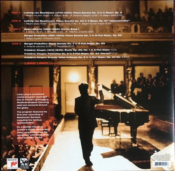 LANG LANG - LIVE IN VIENNA (2010) CHOPIN BEETHOVEN PROKOFIEV ALBENIZ - 2LP KAPAK HAFİF YORGUN AMBALAJINDA SIFIR PLAK