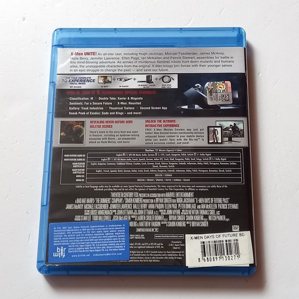 X-MEN DAYS OF FUTURE PAST - HUGH JACKMAN, JAMES MCAVOY, MICHAEL FASBENDER - YÖN.: BRYAN SINGER - İKİ DİSK BLU-RAY + BLU-RAY 3D 2.EL