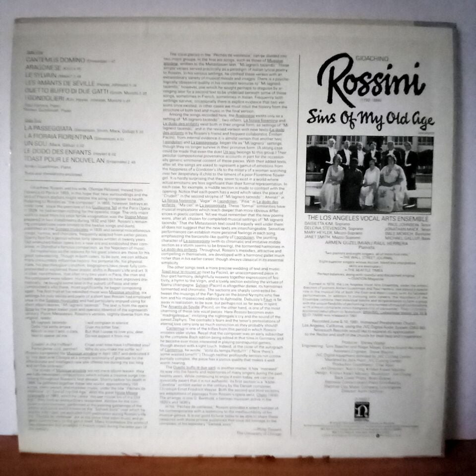 ROSSINI: SINS OF MY OLD AGE / LOS ANGELES VOCAL ARTS ENSEMBLE (1982) - LP 2.EL PLAK