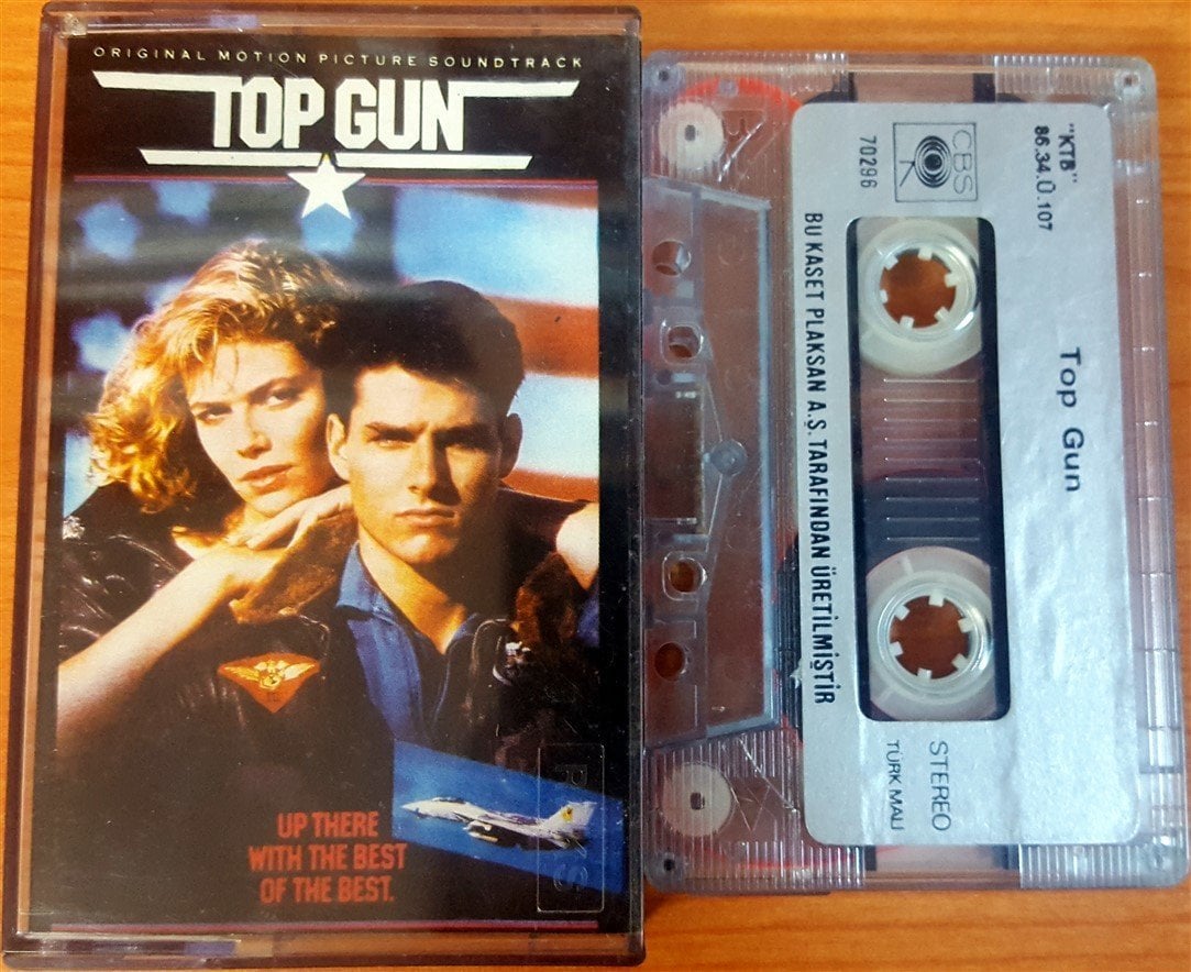 TOP GUN - SOUNDTRACK (1986) PLAKSAN CASSETTE MADE IN TURKEY ''USED'' PAPER LABEL