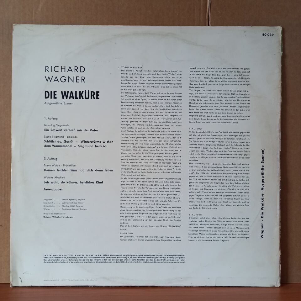 RICHARD WAGNER: DIE WALKÜRE / AUSGEWAHLTE SZENEN / WILHELM FURTWANGLER - LP 2.EL PLAK