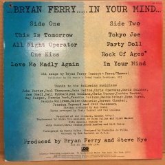 BRYAN FERRY - IN YOUR MIND 1977 LP 2.EL PLAK PROMO