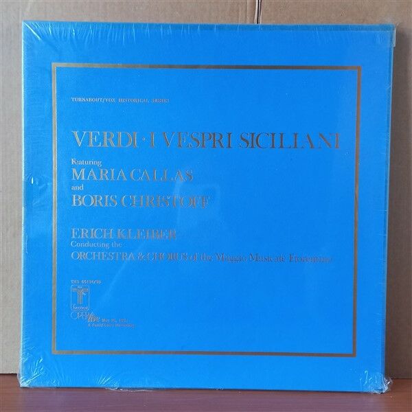 VERDI: I VESPRI SICILIANI / MARIA CALLAS, BORIS CHRISTOFF, ERICH KLEIBER, ORCHESTRA & CHORUS OF THE MAGGIO MUSICALE FIORENTINO (1978) - 3LP BOX SET DÖNEM BASKISI SIFIR PLAK