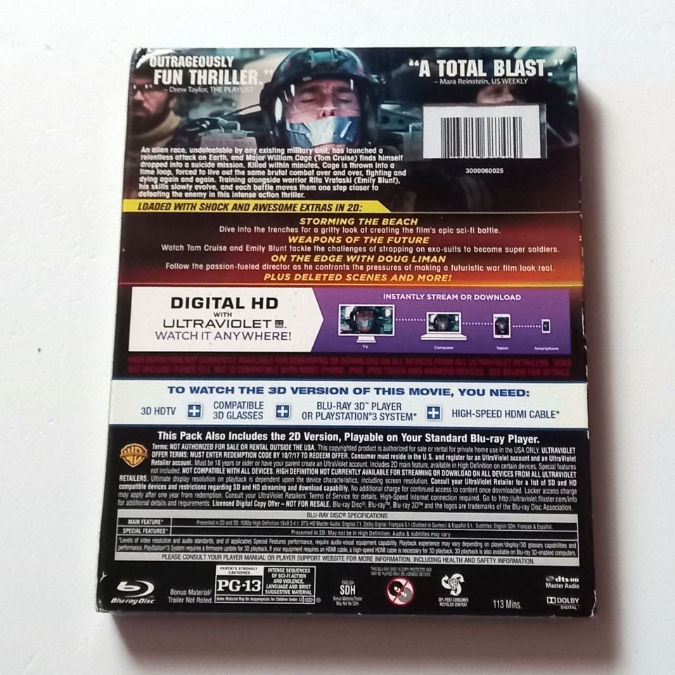 EDGE OF TOMORROW - TOM CRUISE, EMILY BLUNT - YÖN: DOUG LIMAN - 3 DISC BLU-RAY HOLOGRAM SLIPCASE SIFIR 1. BÖLGE TR ALTYAZI YOKTUR