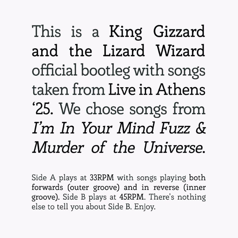 KING GIZZARD AND LIZARD WIZARD - Songs from I'm In Your Mind Fuzz & Murder of the Universe / Live in Athens '25 (2025) - LP A YÜZÜ 33 DEVİR B YÜZÜ 45 DEVİR SIFIR PLAK