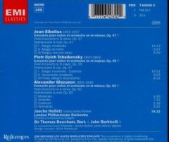 SIBELIUS/TCHAIKOVSKY/GLAZUNOV - CONCERT FOR VIOLIN / JASCHA HEIFETZ (1991) - CD 2.EL