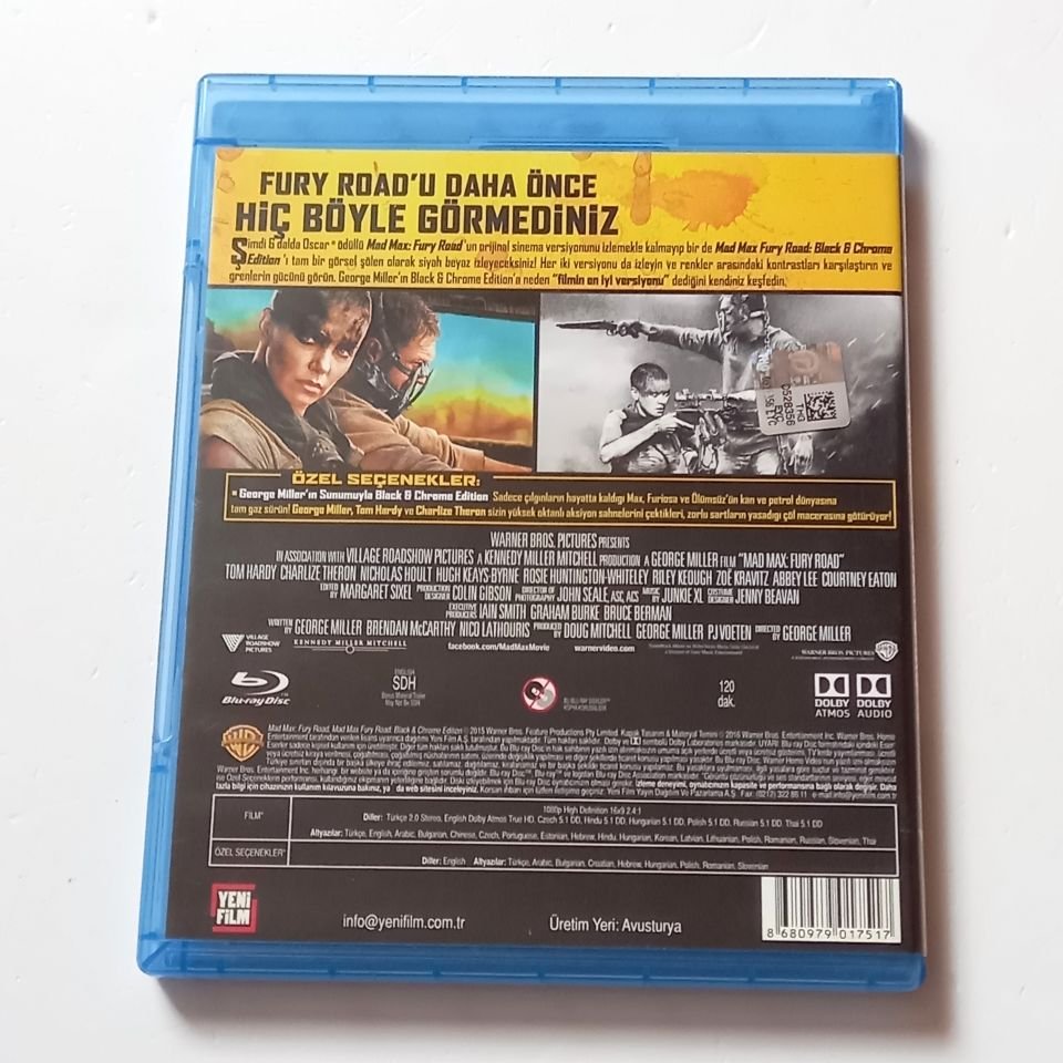 MAD MAX FURY ROAD + BLACK & CHROME EDITION - TOM HARDY, CHARLIZE THERON - YÖN.: GEORGE MILLER - 2 BLU-RAY 2.EL