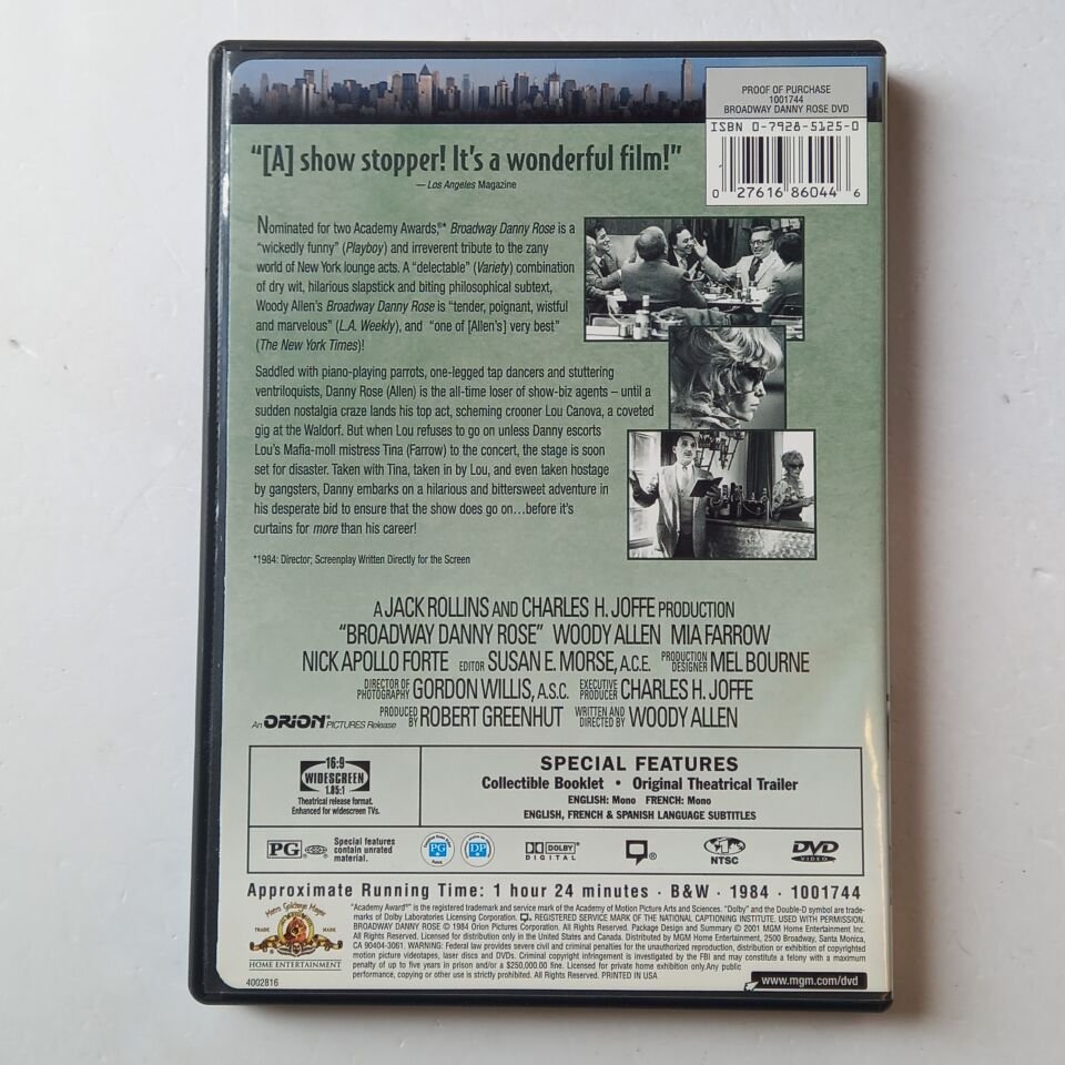 BROADWAY DANNY ROSE - WOODY ALLEN, MIA FARROW - DVD 1.BÖLGE 2.EL