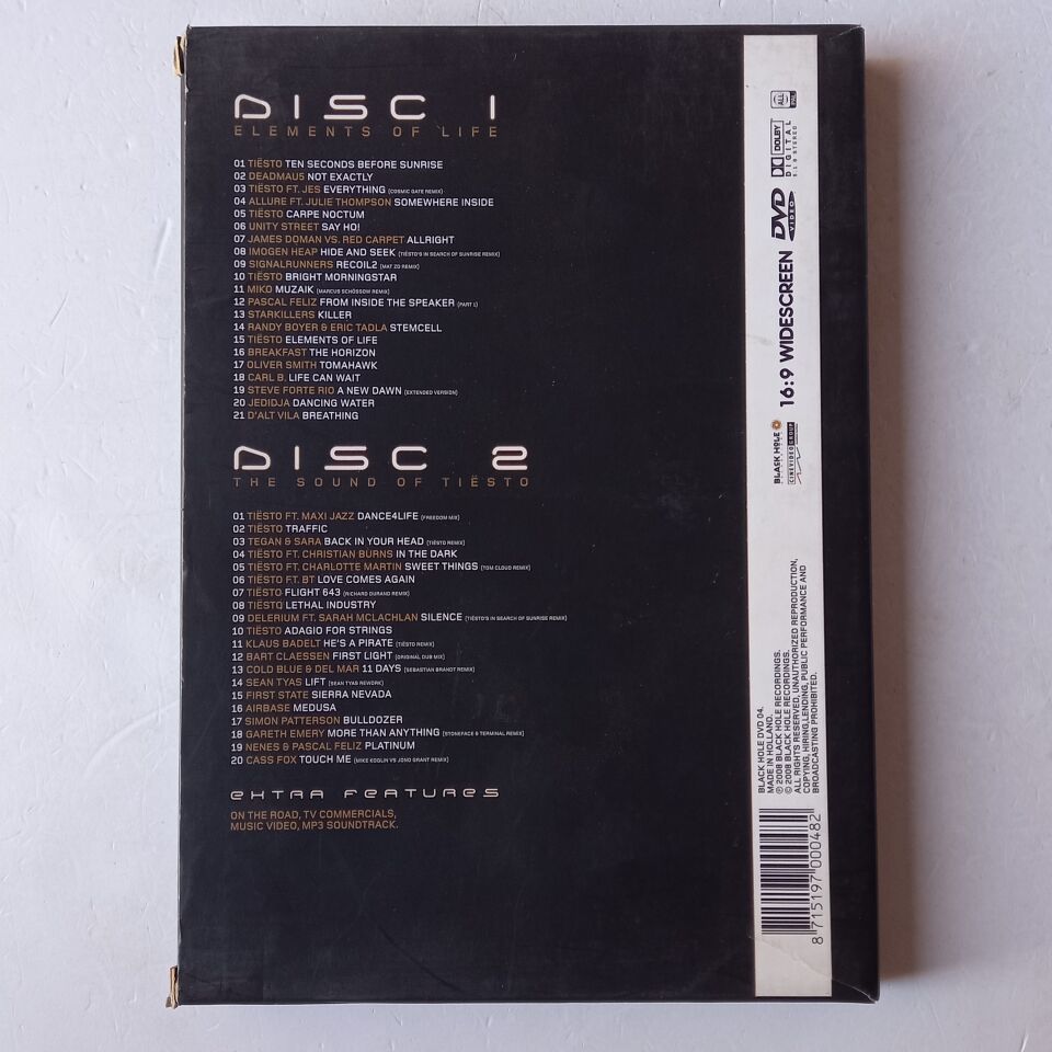 TIESTO – COPENHAGEN ELEMENTS OF LIFE WORLD TOUR 2007-2008 (2008) - 2DVD 2.EL