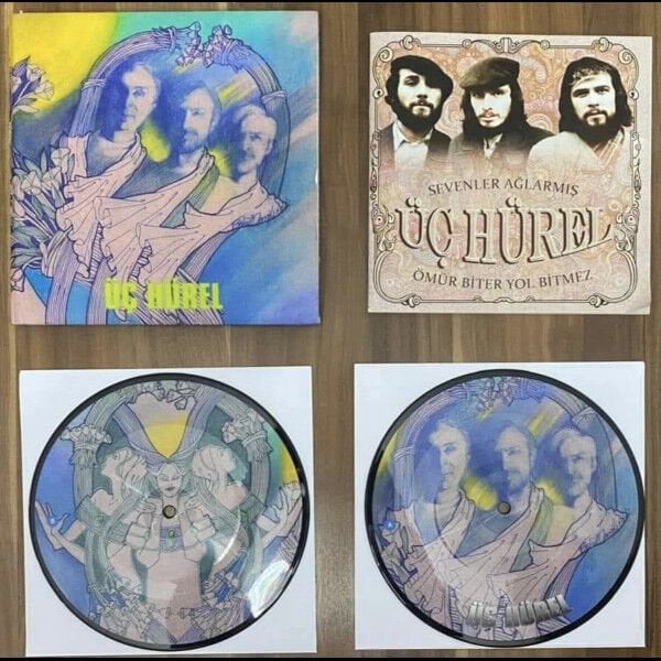 3 HÜREL (ÜÇ HÜREL) - SEVENLER AĞLARMIŞ / ÖMÜR BİTER YOL BİTMEZ (1974) - 2024 BASIM RESİM BASKILI 7'' 45RPM SINGLE SIFIR PLAK