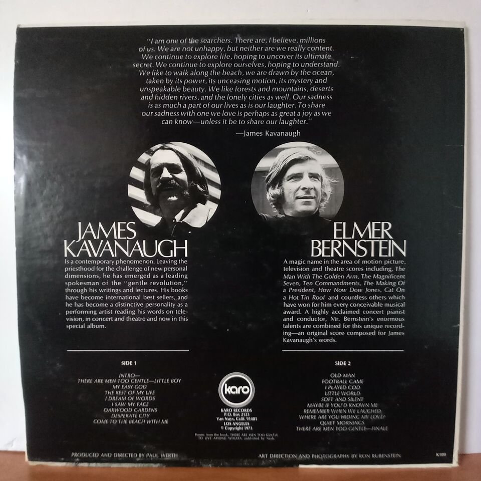 JAMES KAVANAUGH, ELMER BERNSTEIN – READING ...\'\'THERE ARE MEN TOO GENTLE TO LIVE AMONG WOLVES\'\' (1973) - LP 2.EL PLAK