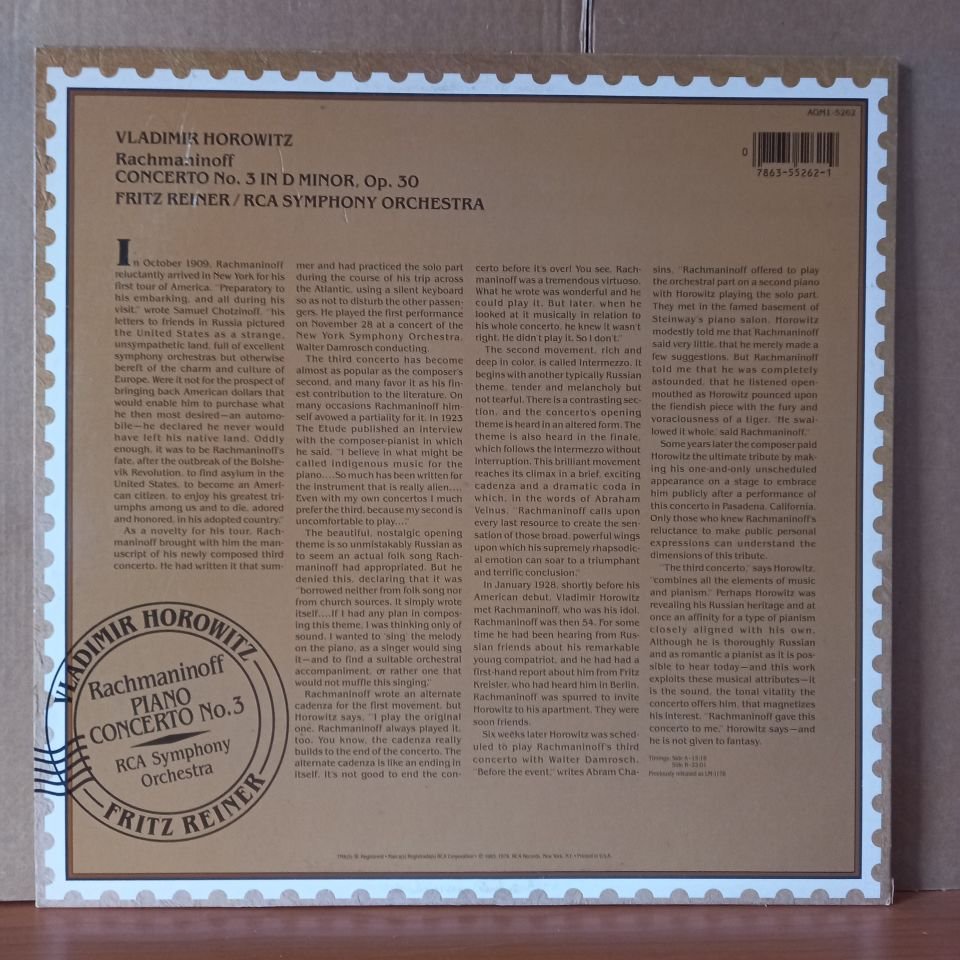 RACHMANINOFF: CONCERTO NO. 3, IN D MINOR, OP. 3 / HOROWITZ, REINER, RCA VICTOR SYMPHONY ORCHESTRA (1985) - LP 2.EL PLAK