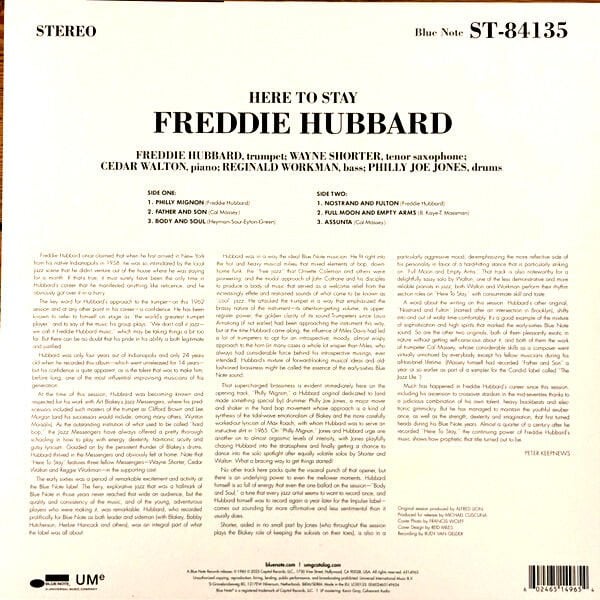 FREDDIE HUBBARD - HERE TO STAY (1985) - LP BLUE NOTE CLASSIC VINYL SERIES 180GR 2025 EDITION SIFIR PLAK