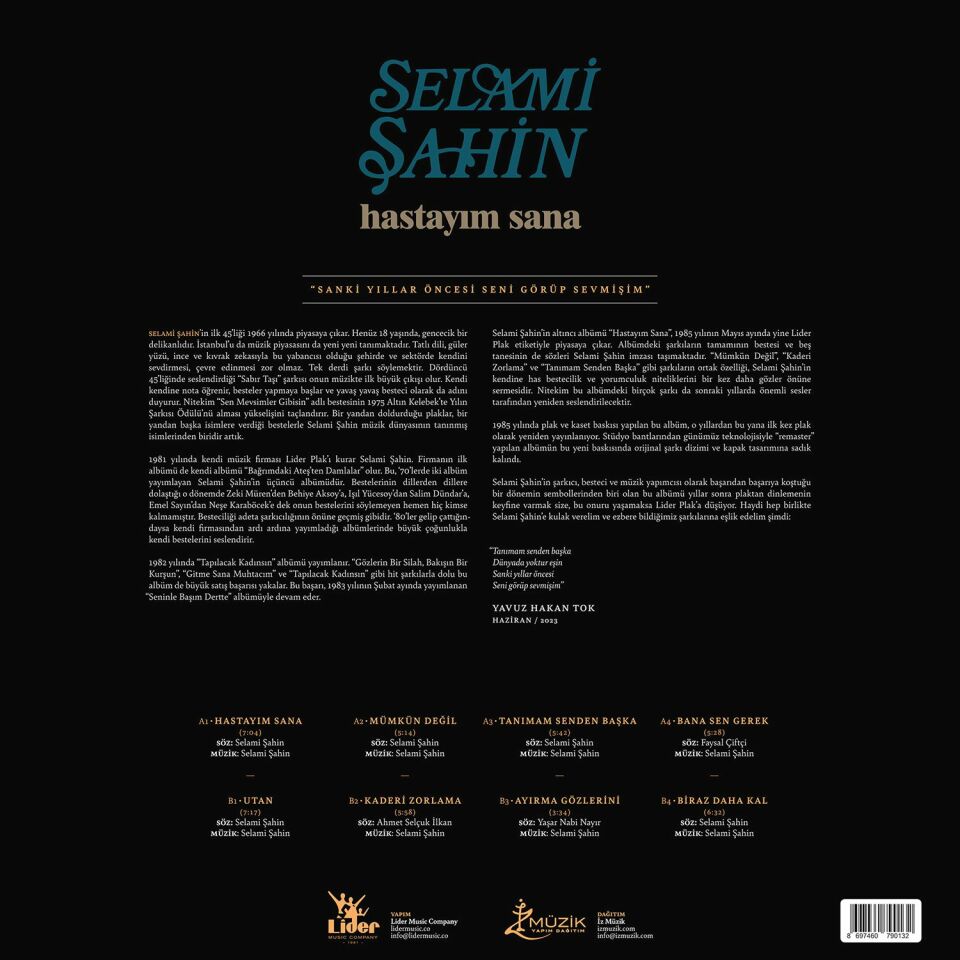 SELAMİ ŞAHİN - HASTAYIM SANA (1984) LP 2023 SIFIR PLAK