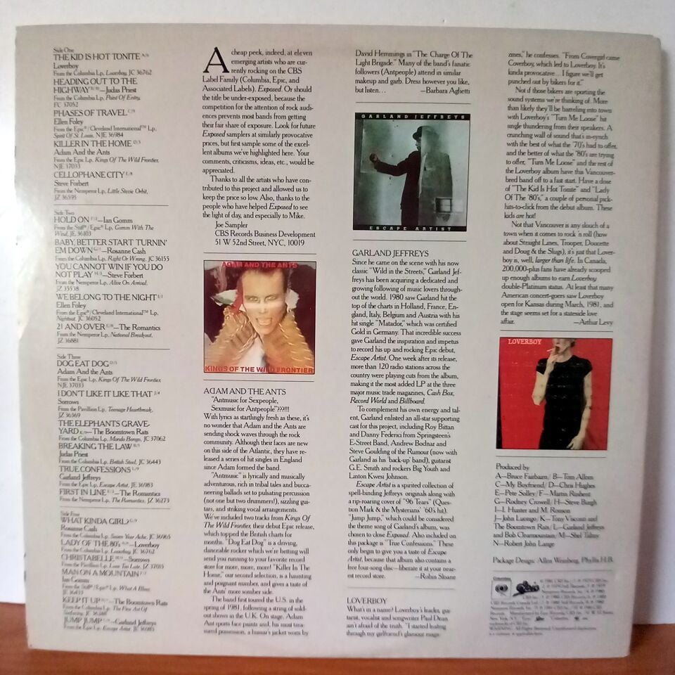 VARIOUS – EXPOSED: A CHEAP PEEK AT TODAY'S PROVOCATIVE NEW ROCK / JUDAS PRIEST, LOVERBOY, ADAM AND THE ANTS, ELLEN FOLEY (1981) - 2LP 2.EL PLAK