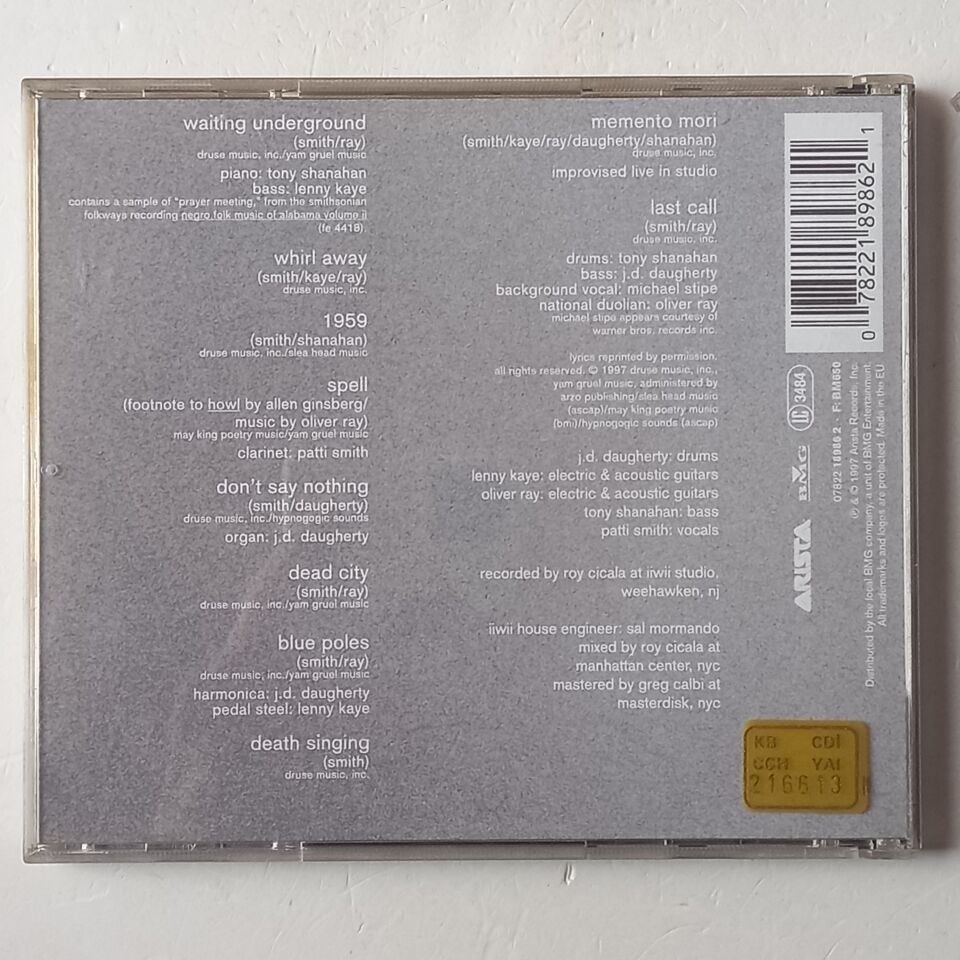 PATTI SMITH – PEACE AND NOISE (1997) - CD REISSUE 2.EL
