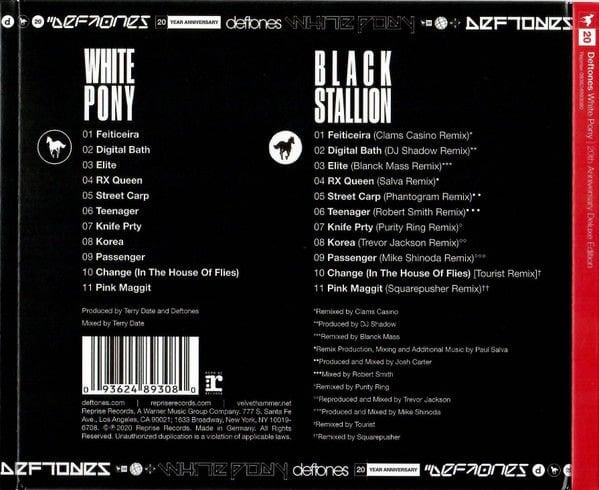 DEFTONES – WHITE PONY (2020) - 2CD REISSUE 20TH ANNIVERSARY DELUXE EDITION DIGISLEEVE AMBALAJINDA SIFIR
